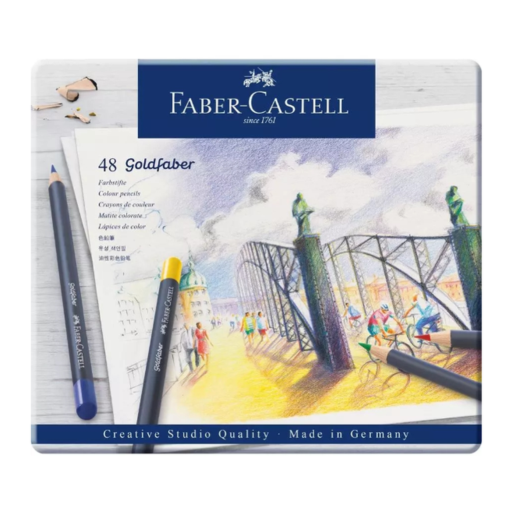 Faber-Castell Boîte en métal de 48 crayons de couleur
