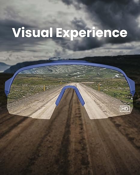 OutdoorMaster Hawk HD Lunettes de soleil de sport polarisées TR90 pour la pêche, le baseball, la voile, le golf et la conduite - Monture bleu foncé, verre gris avec Revo Blue, VLT 17 %