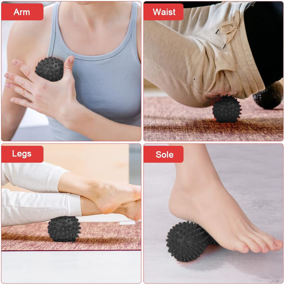 Lot de 2 balles de massage Balle à crampons d'une longueur de 14,5 cm, une balle à crampons d'un diamètre de 7,5 cm,