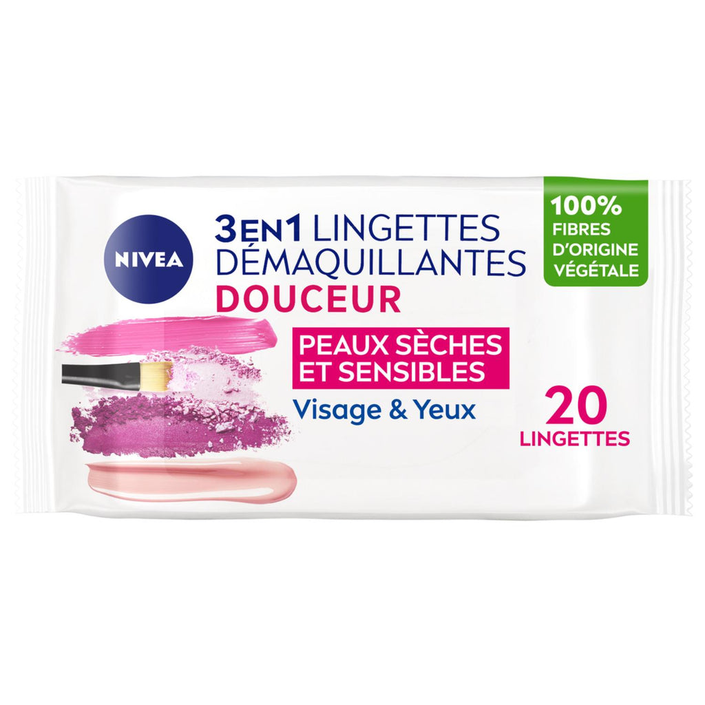 NIVEA Lingettes Démaquillantes Visage Douceur 20 Lingettes