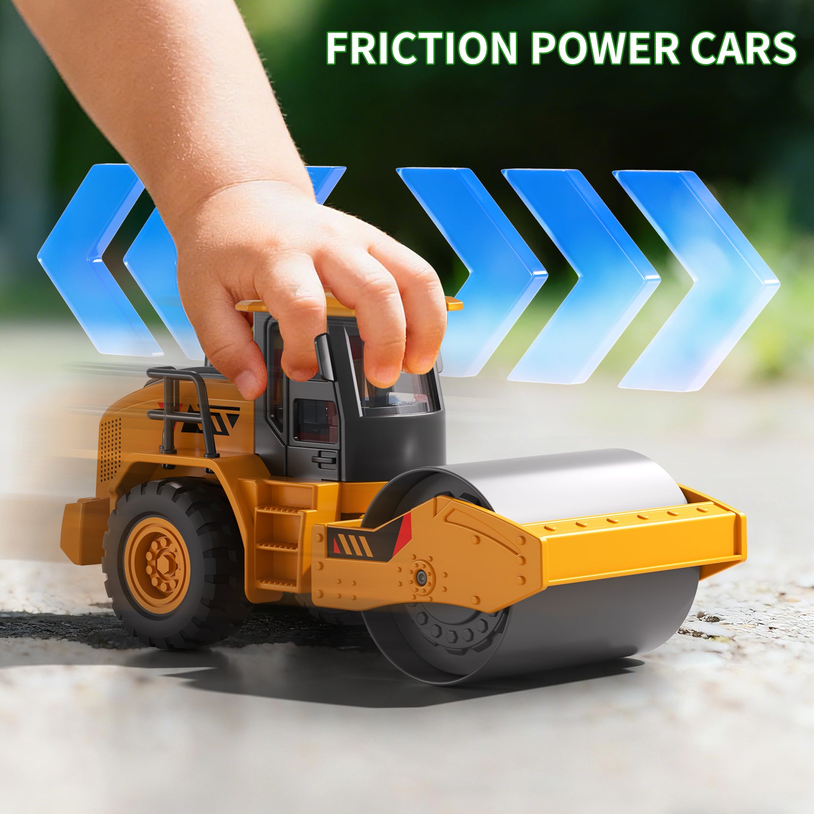 Ensemble de jouets de camions de construction, lot de 4 voitures d'ingénierie à roulement par friction avec pelleteuse, grue, Bulldozer, rouleau compresseur
