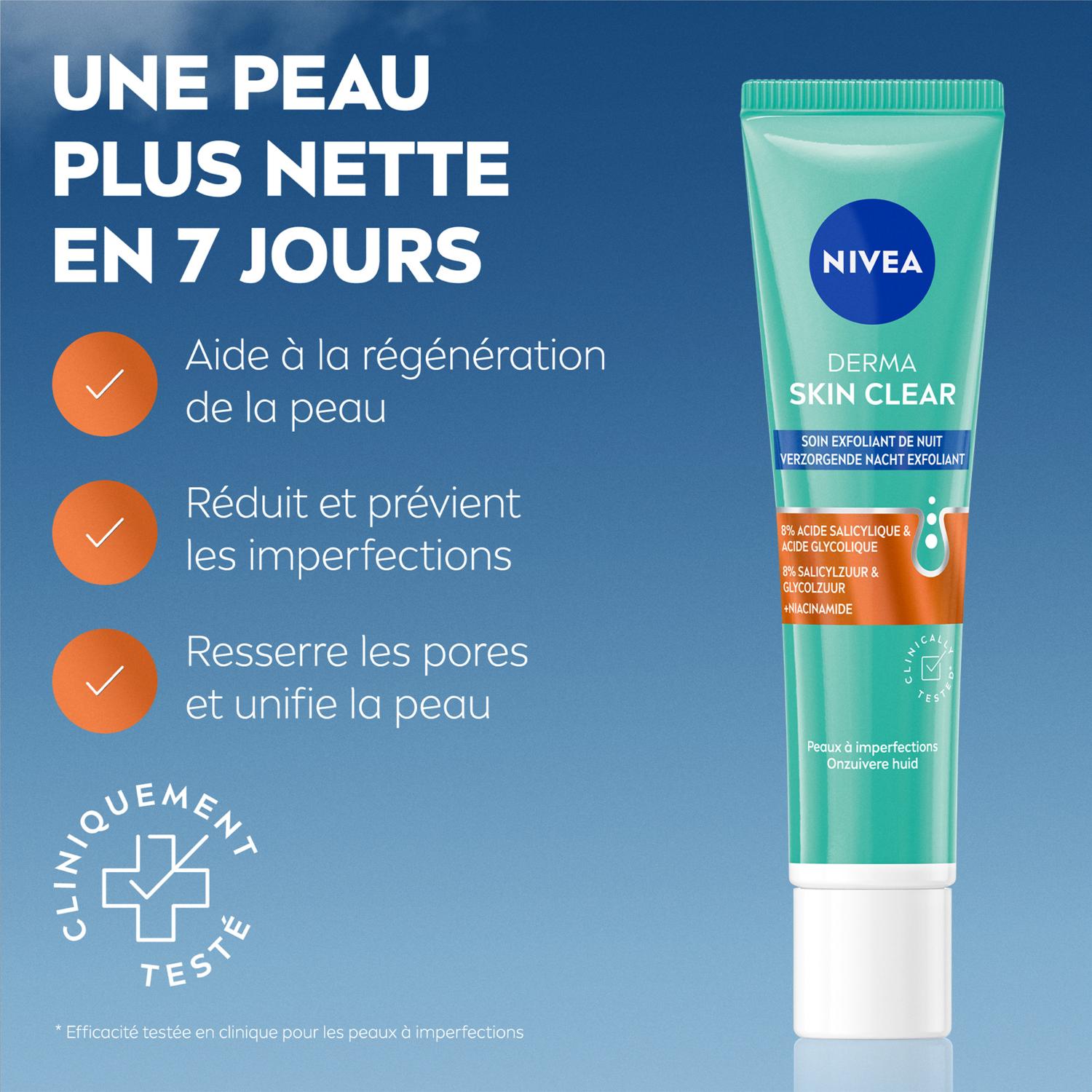 NIVEA Derma Skin Clear Visage Soin Exfoliant Nuit anti-imperfections 40 ml