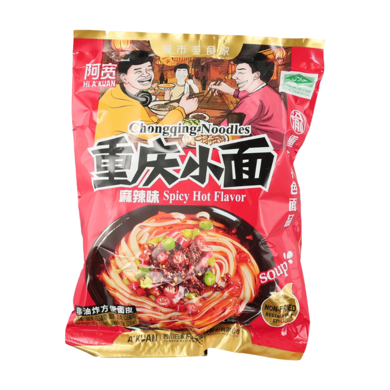 Nouilles Épicées Chongqing A'Kuan - Saveur Mala, Sachet 100g