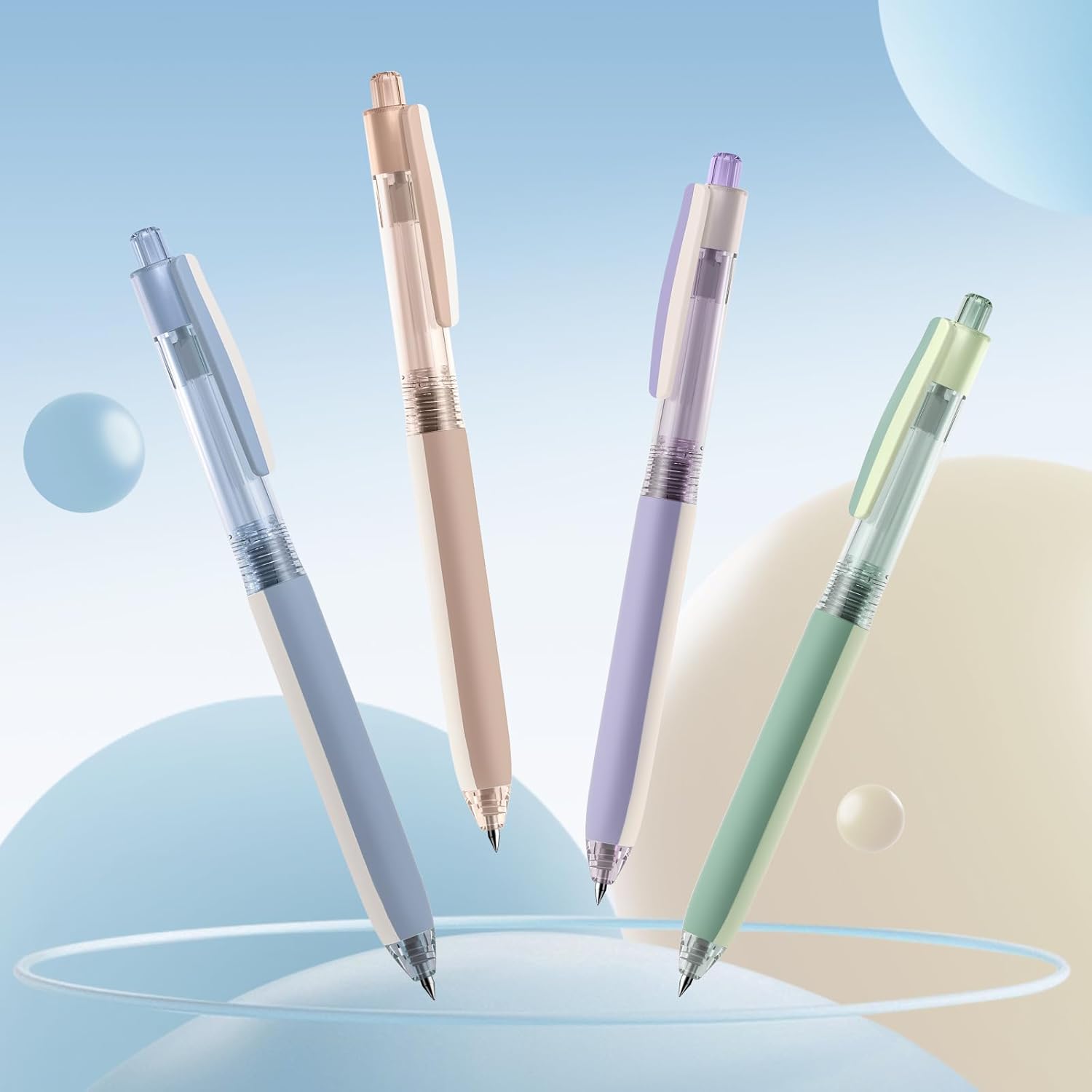 WRITECH Lot de 8 stylos rétractables à encre gel noire - 0,5 mm
