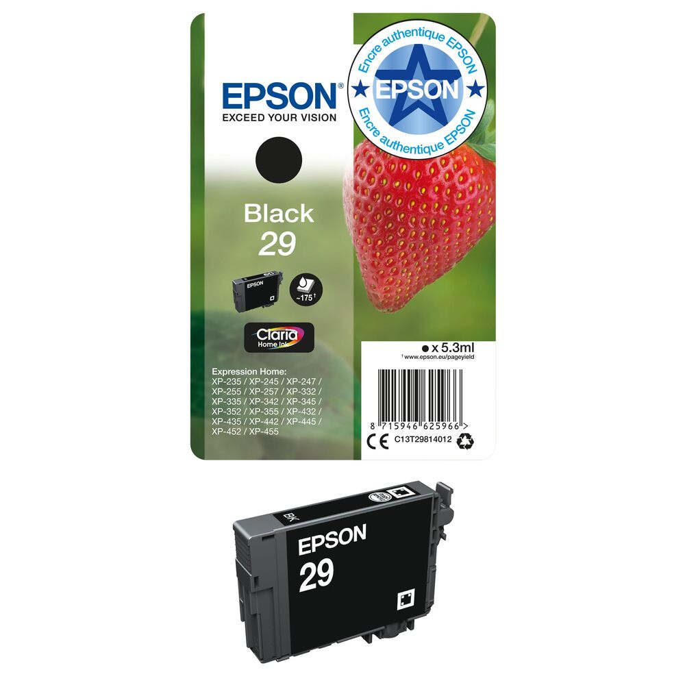 Epson Cartouche d’encre noire 29 Claria Home Fraise, Pack simple