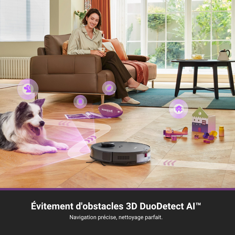 Eureka E20 Plus Aspirateur Robot avec Puissance d'Aspiration de 8000 Pa, Station de Vidage Automatique, Fonction Anti-Emmêlement, Évitement d'Obstacles 3D, Autonomie de 180 Minutes, DuoDetect IA, Noir