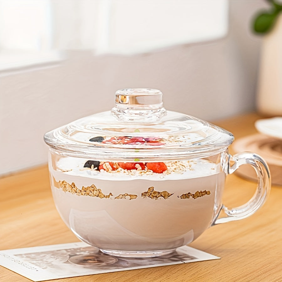YumiPLUS Tasse en verre avec couvercle et anse, 1 ensemble