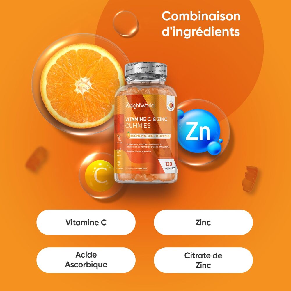 WeightWorld Gommes à la vitamine C et au zinc 200 mg - 120 gommes