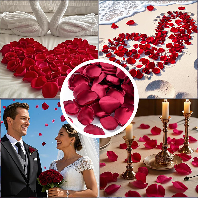 200 pièces 1,5 in / 3,8 cm pétales de fleurs artificielles pétales de fleurs de rose en soie pour la Saint-Valentin, pétales de fleurs à jeter lors du mariage, mariée, centre de table (rouge)