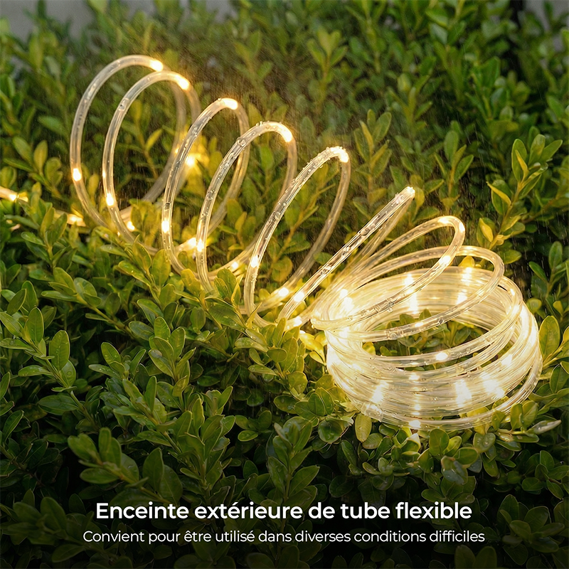 M.TK MOVETECK Guirlande lumineuse d’extérieur 15,3 m, tubes LED, 150 LED, blanc chaud, pour intérieur/extérieur, fêtes, mariages, Noël, 8 modes et intensité réglable