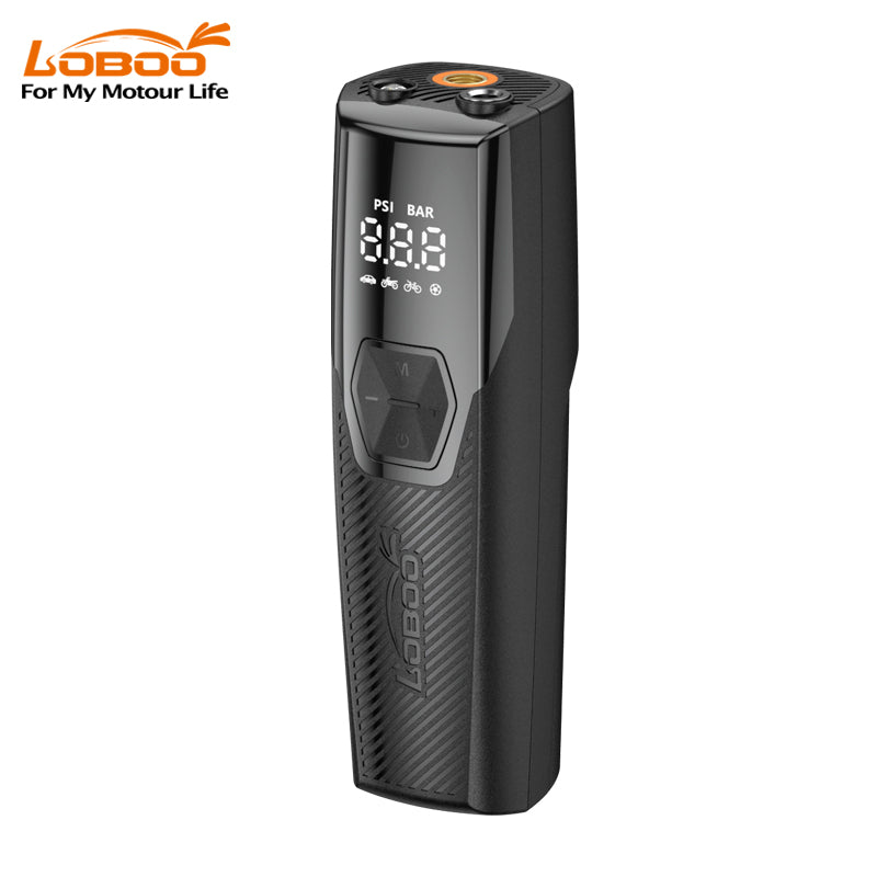 LOBOO CP06 compresseur d'air portable | gonfleur de pneus 5000 mAh, batterie externe et lumière LED (150 PSI)