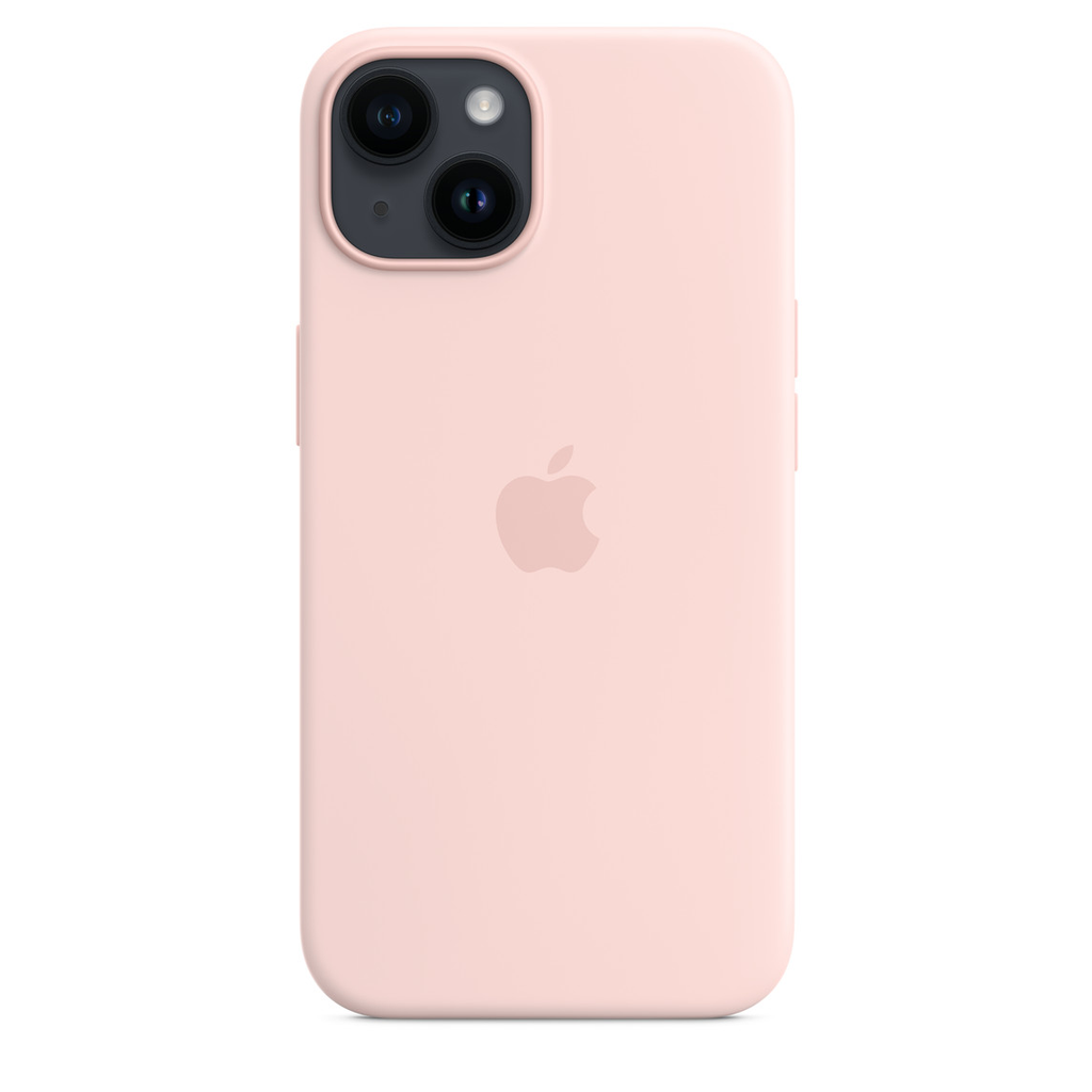 Apple coque en silicone avec MagSafe pour iPhone 14 - Rose craie