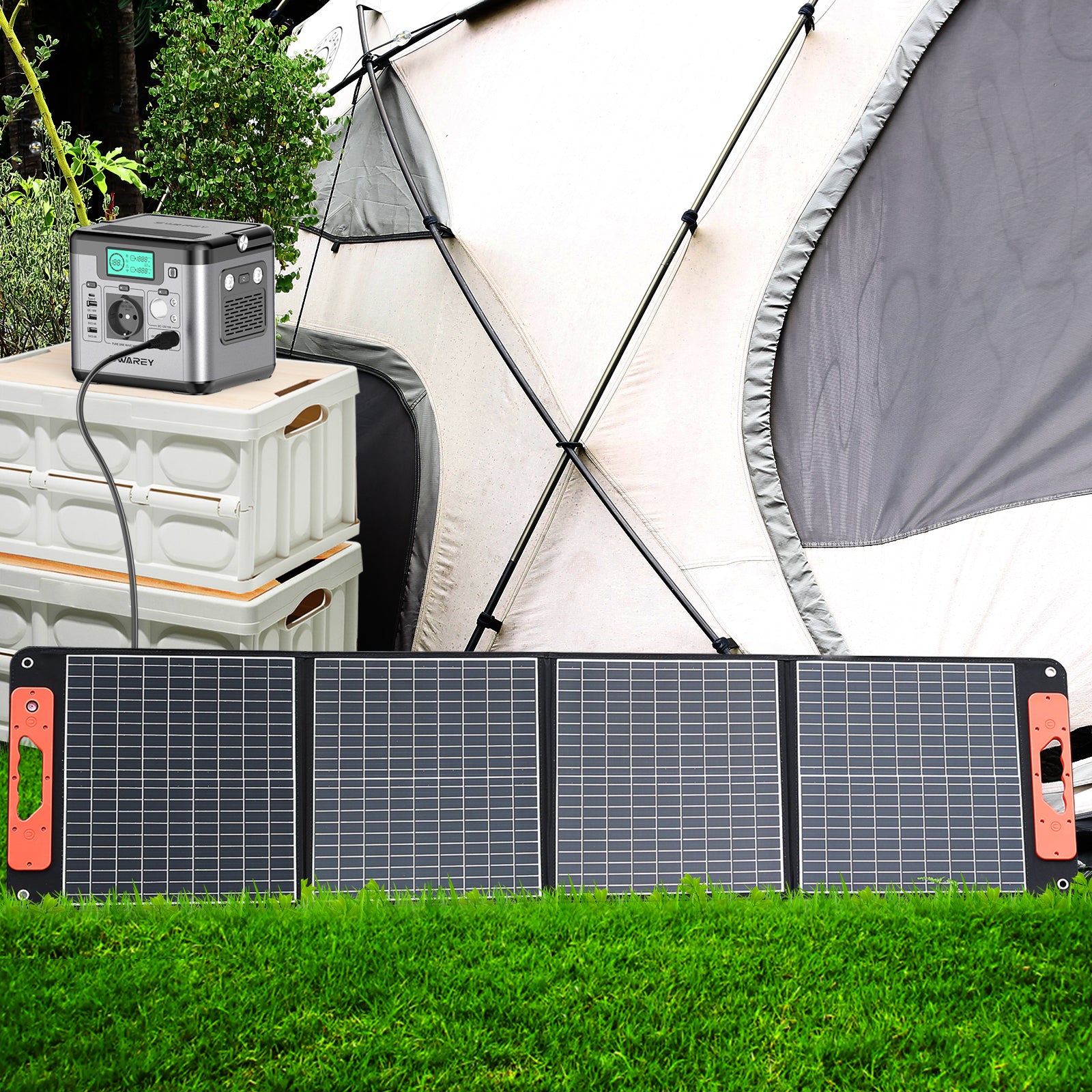 SWAREY 100W Panneau Solaire Pliable, Chargeur Monocristallin USB-C 60W avec Ray Tracing, Compatible avec Station d'Énergie, Téléphone, Tablette, Ordinateur, Camping, VR, Urgence Extérieure
