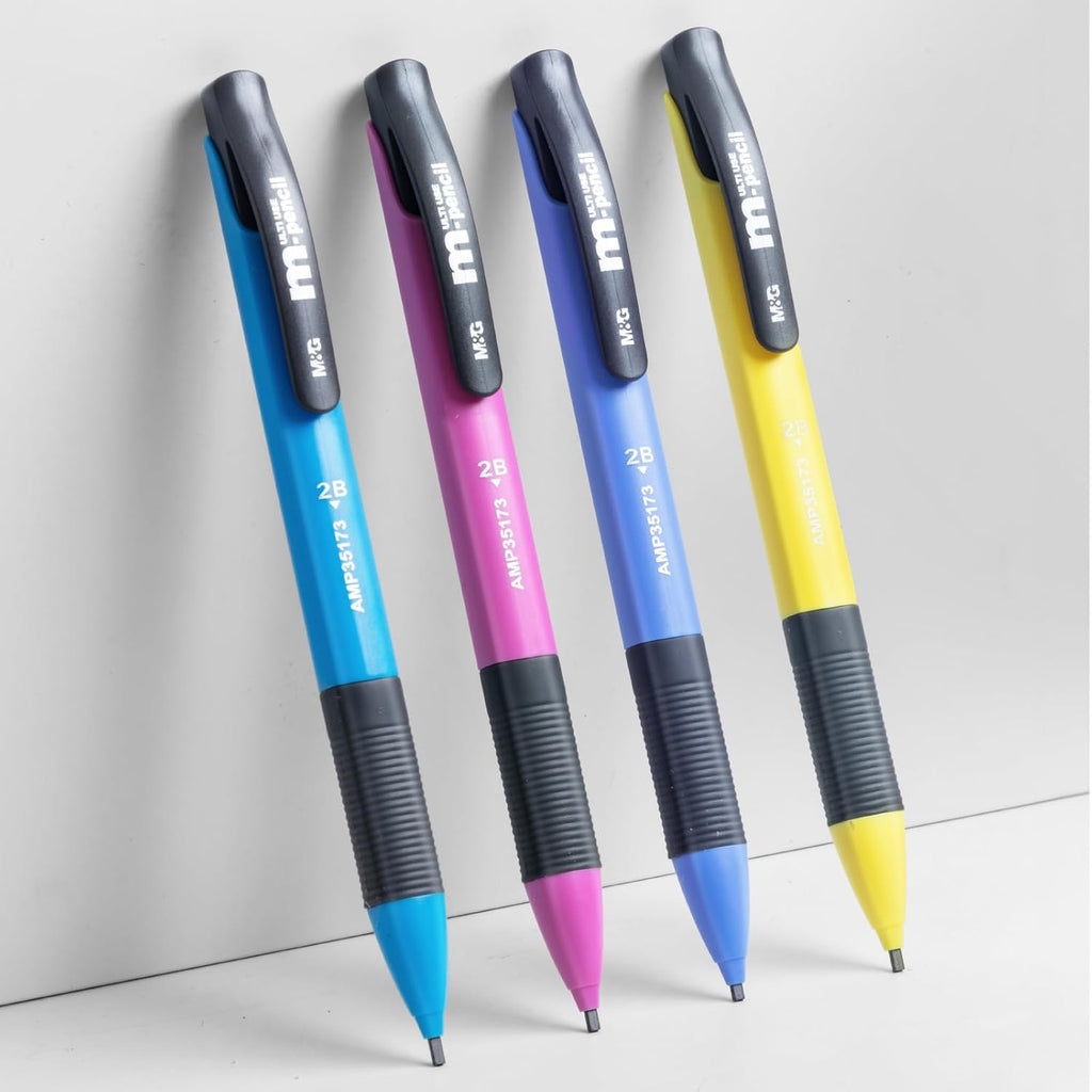 M&G Lot de 12 porte-mines 1,8 mm avec 12 mines 2B et 12 gommes