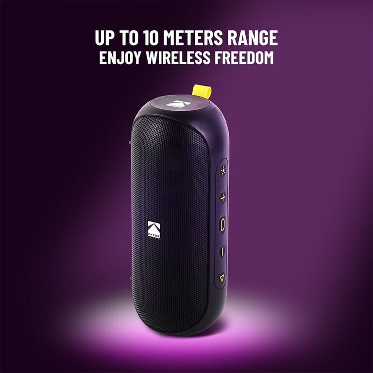 Kodak Enceinte portable sans fil 2 x 10 W IPX6 - Batterie rechargeable : 7,4 V/2000 mAh