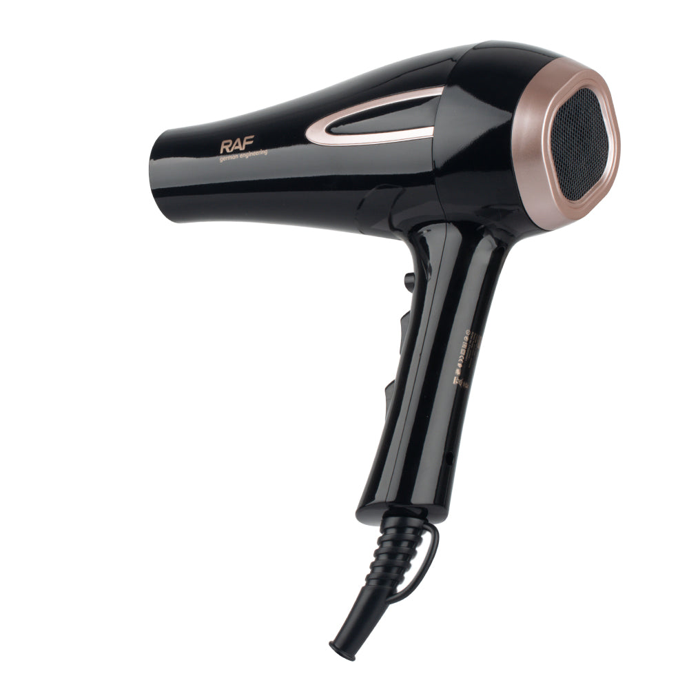 RAF Sèche-cheveux 2200 W avec ingénierie allemande - 3 températures et 2 vitesses, fonction d’air froid, protection contre la surchauffe, embout concentrateur pour séchage rapide et coiffage