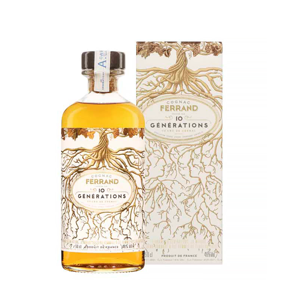 COGNAC FERRAND - 10 Générations - Cognac - 46% Alcool - Origine : France/Poitou-Charentes - Notes de fruits confits & noix - 50 cl