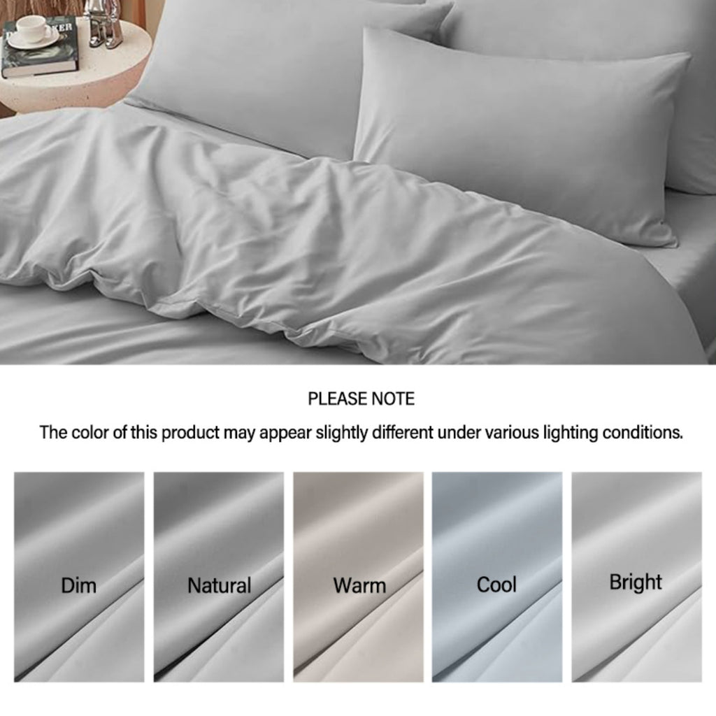 LeBonsoir Parure de lit brossée avec 1 housse de couette 155 x 220 cm et 2 taies d’oreiller 80 x 80 cm, avec fermeture éclair - Gris clair