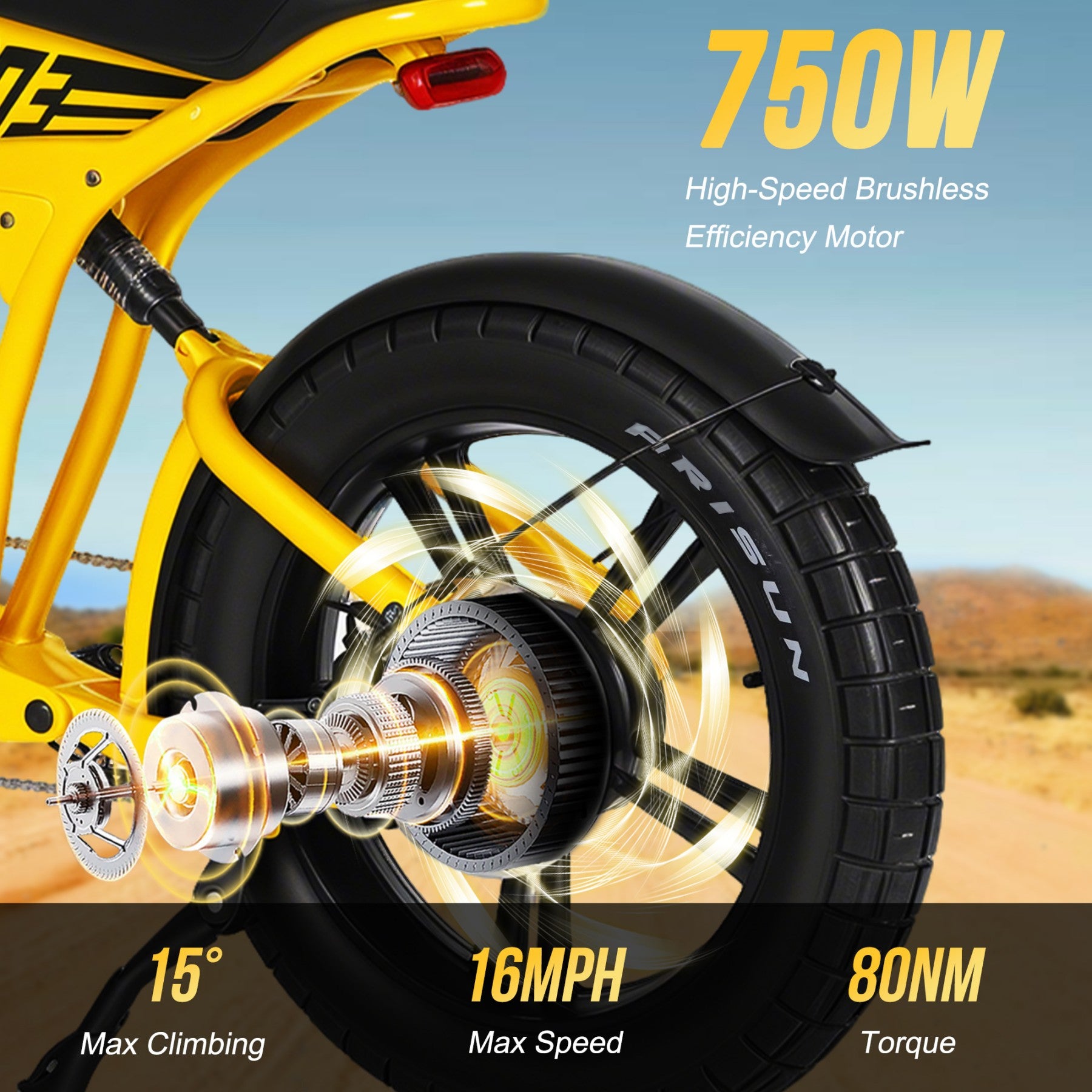 Mangosteen FT03 Vélo électrique 250W avec batterie au lithium 48V 18,2Ah amovible, 25 km/h, autonomie 75 km, pneus larges 20 x 4,5 pouces