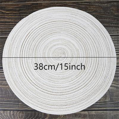 Sets de table ronds tissés en polyester, Couleur café, 38 cm, 6 pièces, Isolation thermique, Antidérapants, Lavables, Pour cuisine et table à manger