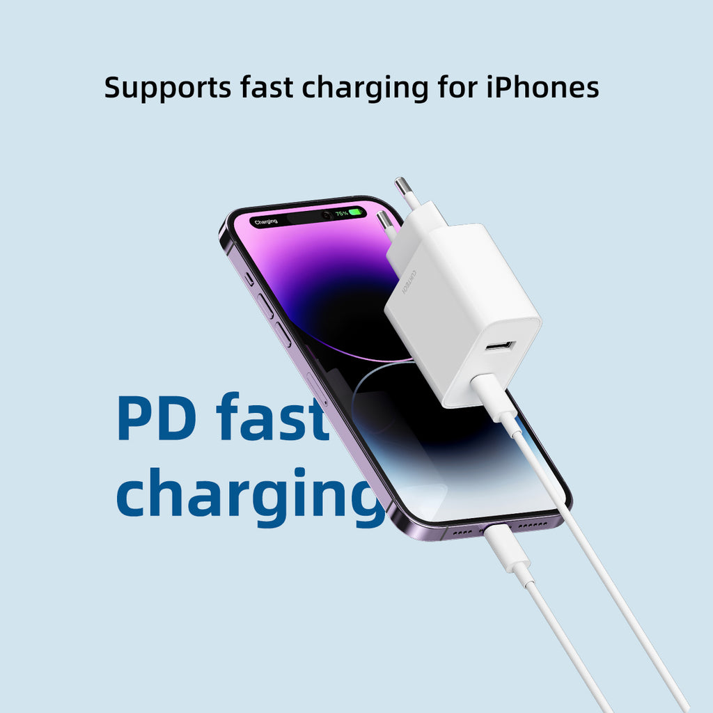 CUKTECH Chargeur rapide 30 W USB-A et USB-C, prise UE A19EU, Blanc