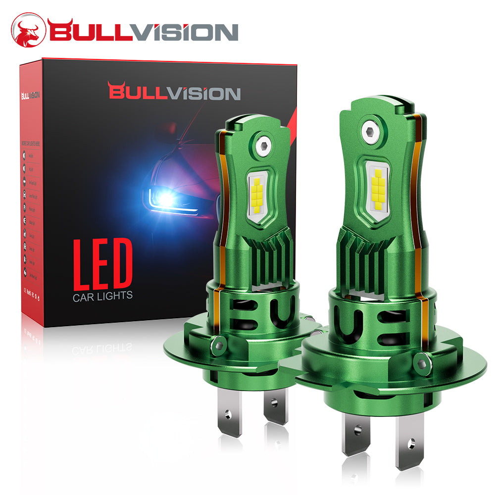 Bullvision Ampoules de phare H7 H4 H11 9005 9006, ampoules format 1:1 sans adaptateur requis, blanc 6000 K pour feux antibrouillard, 10000 lm plus lumineuses, prêtes à l’emploi, lot de 2