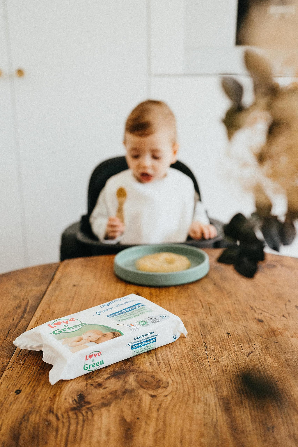 LOVE & GREEN Lingettes écologiques à l'eau - fibres 100% d'origine naturelle - 56 lingettes