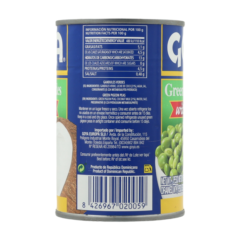 Goya Pois d’Angole verts avec noix de coco - 425 g