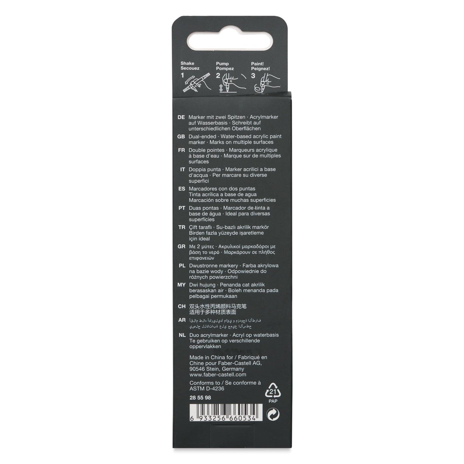 Faber-Castell Black Edition Marqueur acrylique double Shake and Paint - Noir