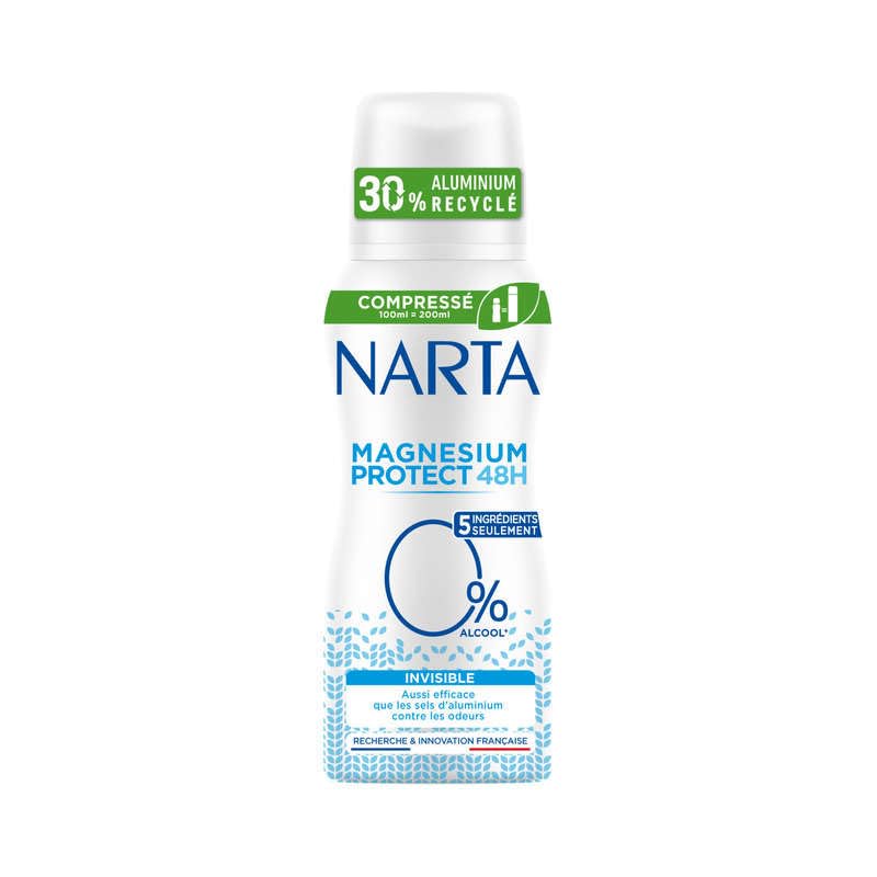 Narta Magnesium Protect Femme Déodorant Spray Compressé 48h Invisible Sans Alcool 100ml