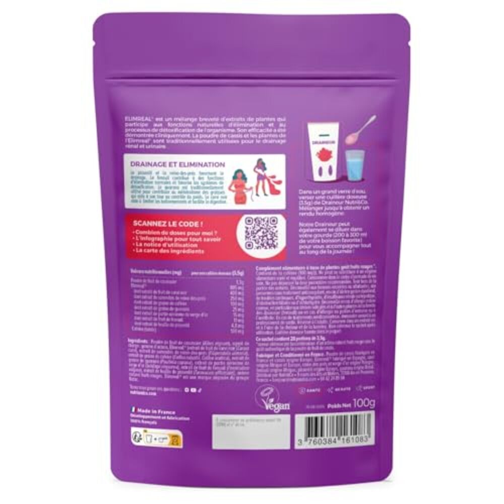 Nutri&Co Draineur en poudre - goût Fruits Rouges - 100 g