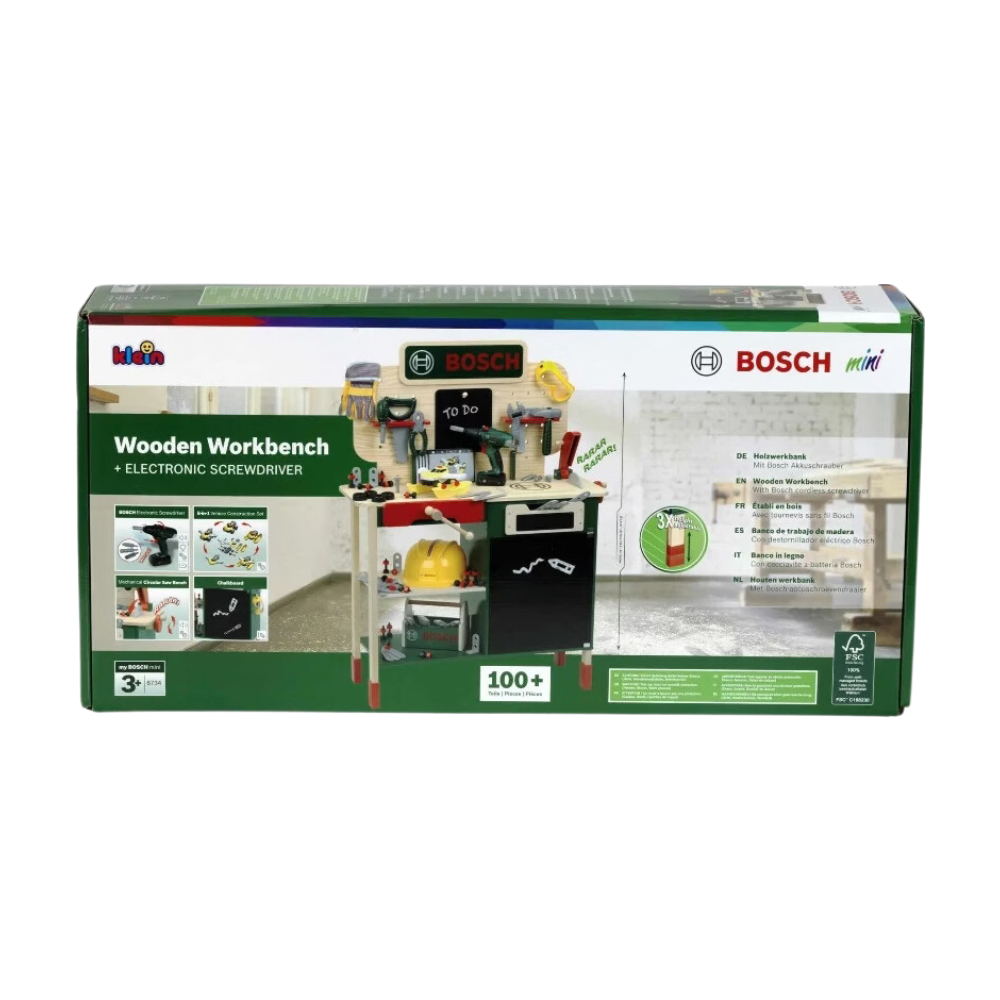 Klein Bosch Établi en Bois 8734 avec Outils Électroniques et Accessoires