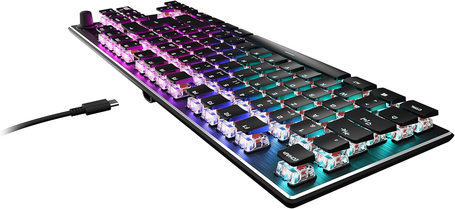 TURTLE BEACH Vulcan Clavier Gaming Mécanique (Titan Switch Linéaire) Filaire RGB, TKL - AZERTY - Noir