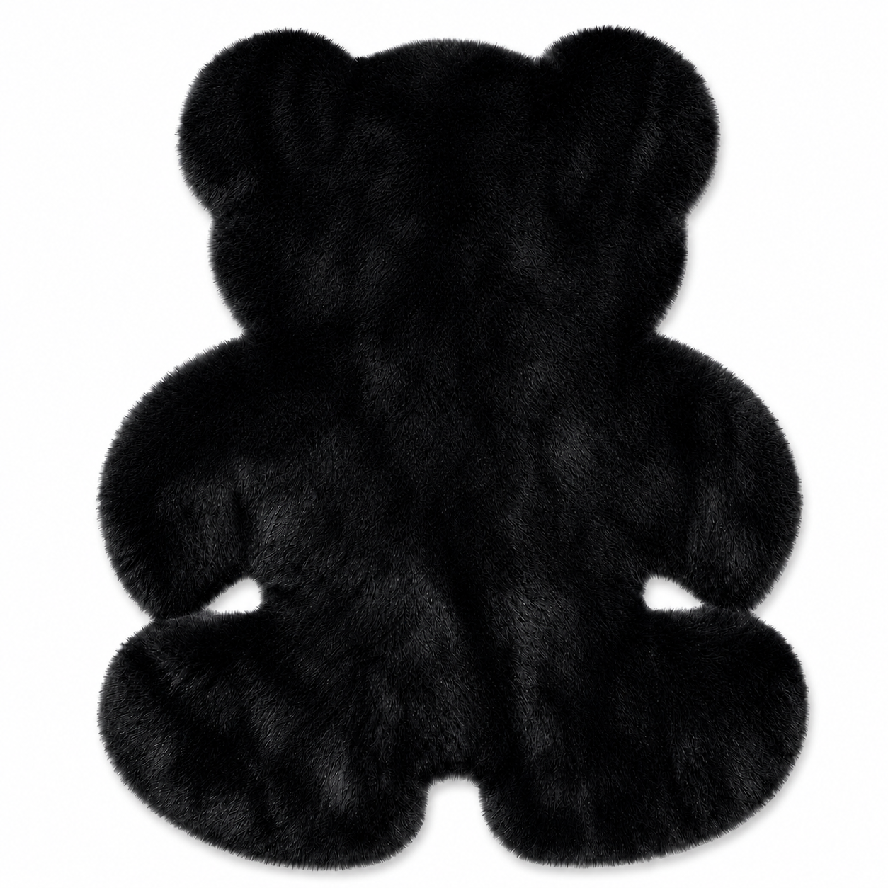 Tapis Ourson en Fausse Fourrure de Lapin Peluche Doux, 70x90 cm Tapis Shag Antidérapant, Tapis d'Appoint Mignon Noir pour Chambre d'Enfant, Chambre Bébé, Décoration de Chambre