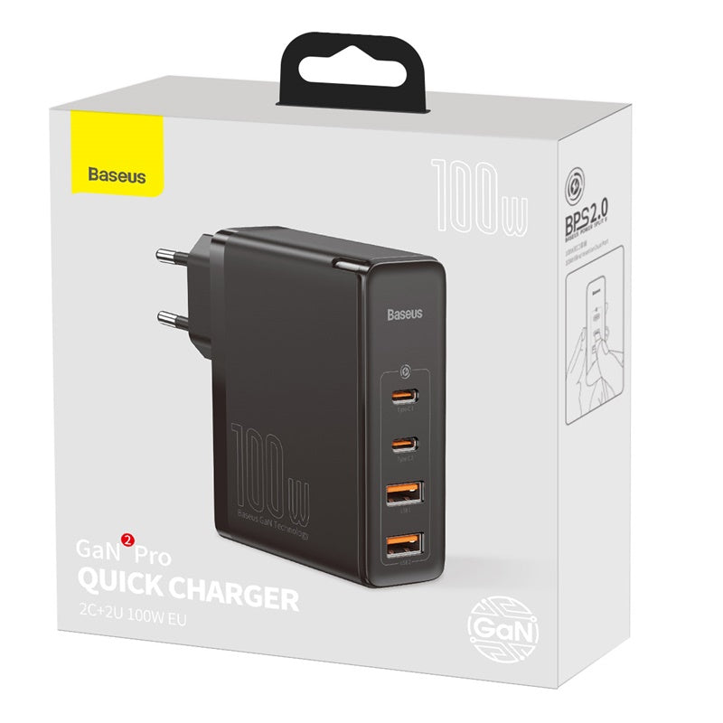 Baseus GaN2 Pro Chargeur rapide 2 C + 2 U 100 W - Noir