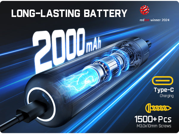 Fanttik S1 Pro Tournevis électrique, 16 embouts en acier S2, 3 réglages de couple, Max. 6 N·m, Batterie 2000 mAh, Éclairage LED et porte-embout hexagonal 1/4 po, pour meubles et PC de jeu