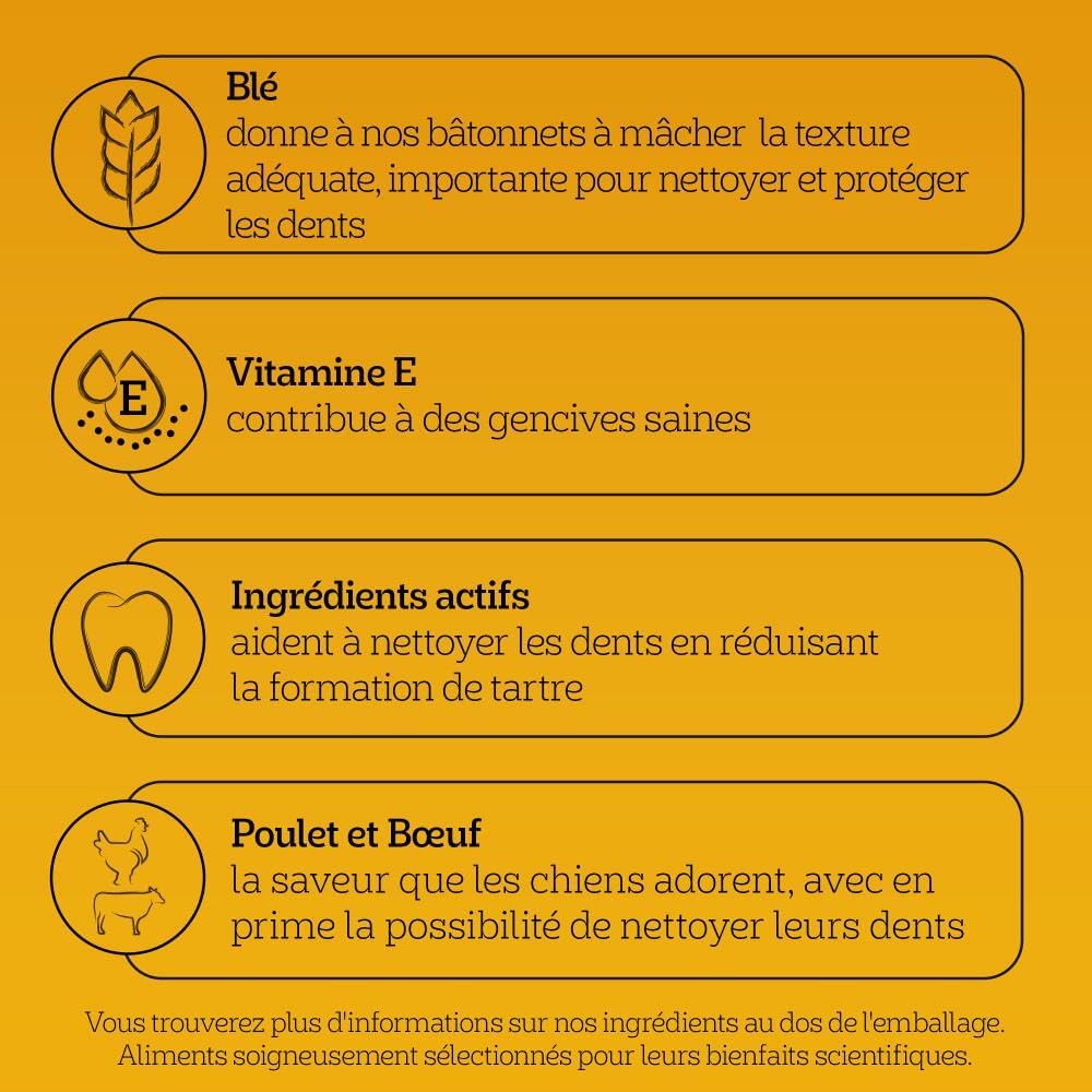 Pedigree DENTASTIX 56 Bâtonnets à Mâcher pour Grand Chiens 25kg+, 8 Sachets de 7, Saveur Poulet et Bœuf, Détartrage Dentaire Chien, Soins Dentaires pour Chien