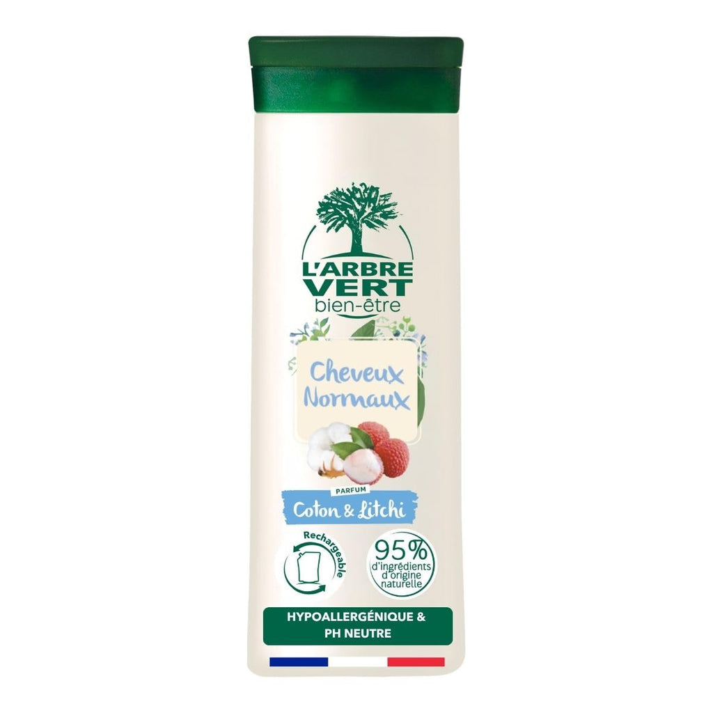 L'ARBRE VERT Shampooing Hydratant Cheveux Normaux Fleur de Coton & Lychee 250ml