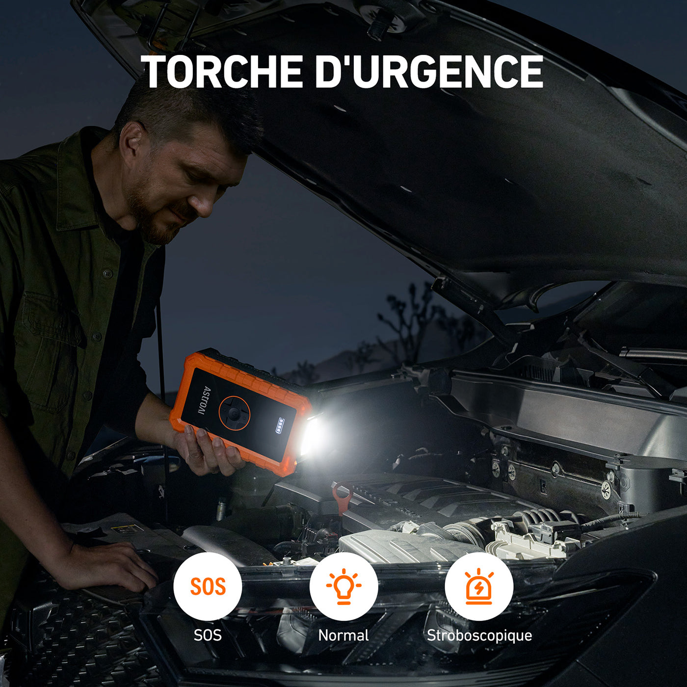 ASTROAI S8 Air Jump Starter avec compresseur d’air, démarrer de voiture portable 1500 A (6,0 L essence/3,0 L diesel), gonfleur de pneu sans fil 150 psi avec arrêt automatique
