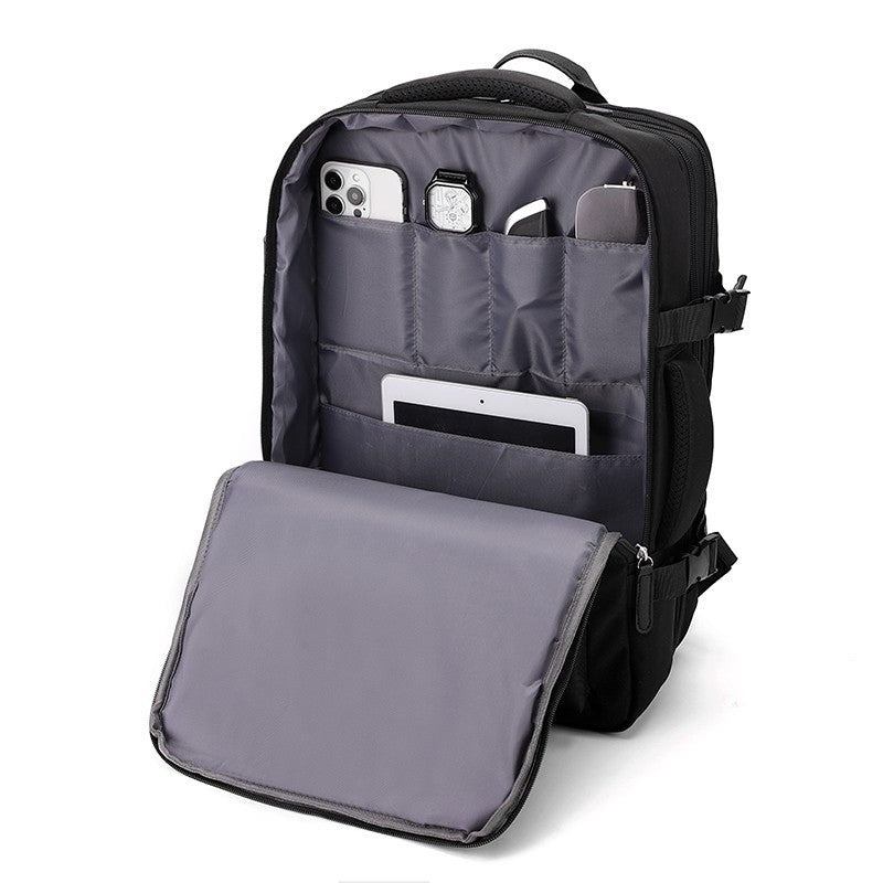 Sac à dos de voyage professionnel extensible, sac à dos résistant à l'eau pour ordinateur portable 15,6 pouces avec port de charge USB externe, sac de jour décontracté à multiples poches pour