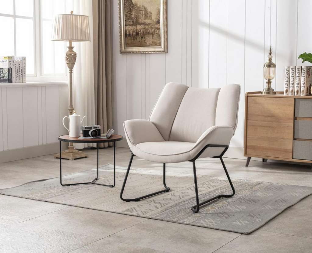CHAIRUS Fauteuil cabriolet rembourré chenille Bleu avec pieds en métal 67 x 71,5 x 80 cm