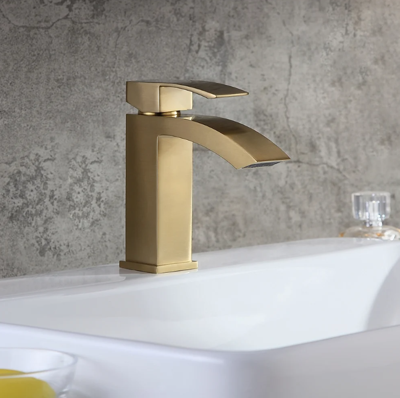 Homary Robinetterie de lavabo à un trou montée sur plateau de style contemporain en or brossé