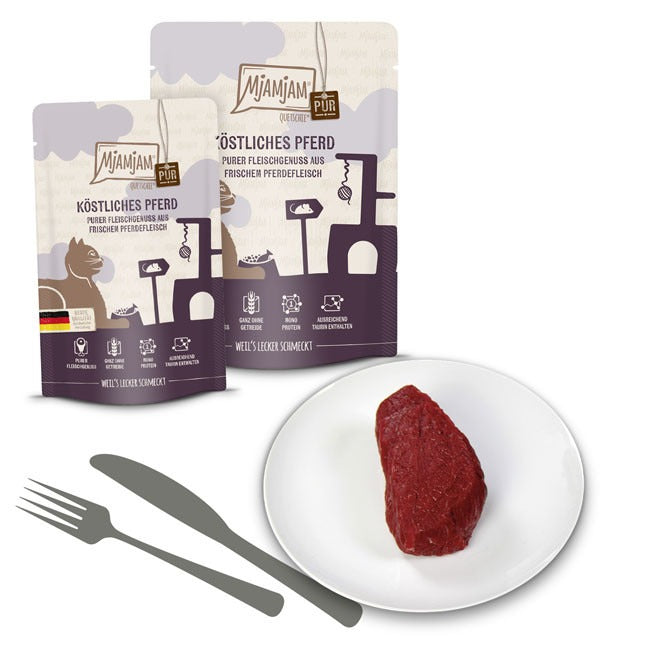 [Peut être servi frais pour l'été] MjAMjAM Quetschie Pur Nourriture humide pour chat cheval 300 g x 6