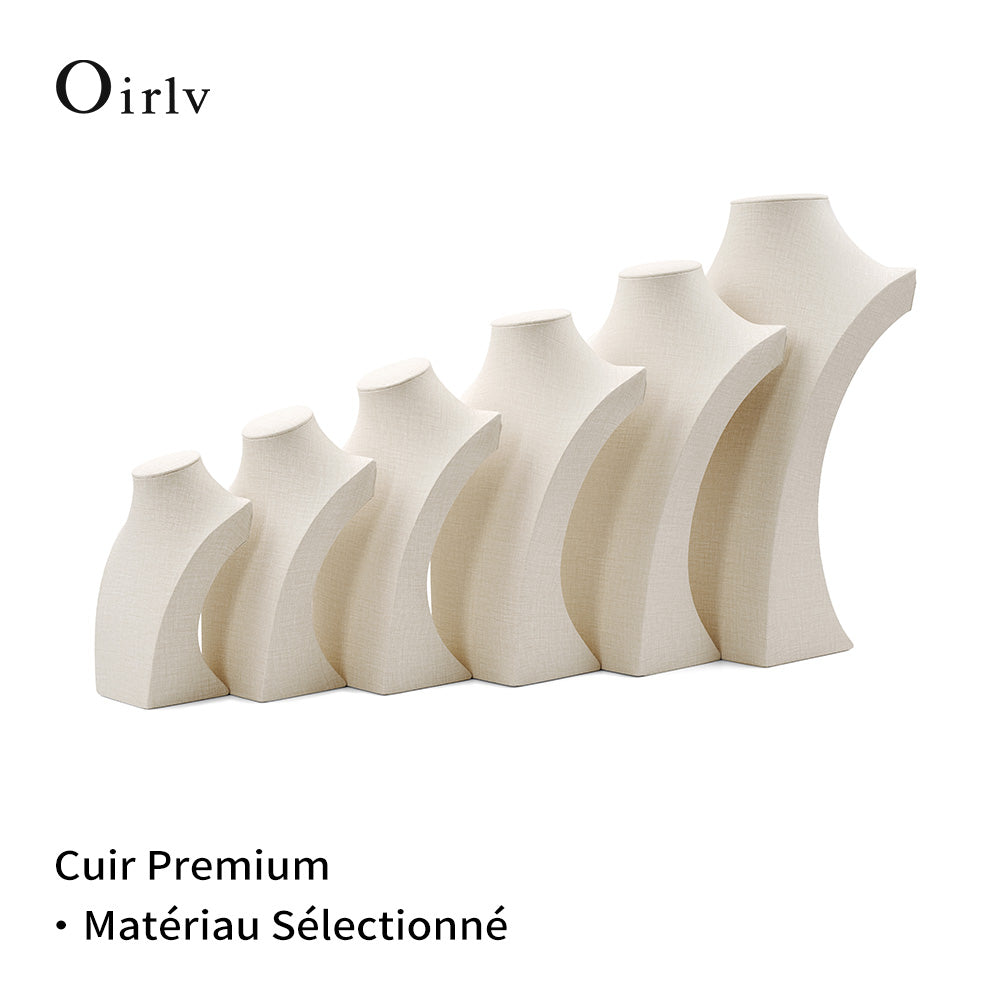 Oirlv Support de présentation pour mannequin, support de collier et pendentif en lin, support de bijoux pour buste, support de collier et pendentif, accessoire de présentation pour vitrine