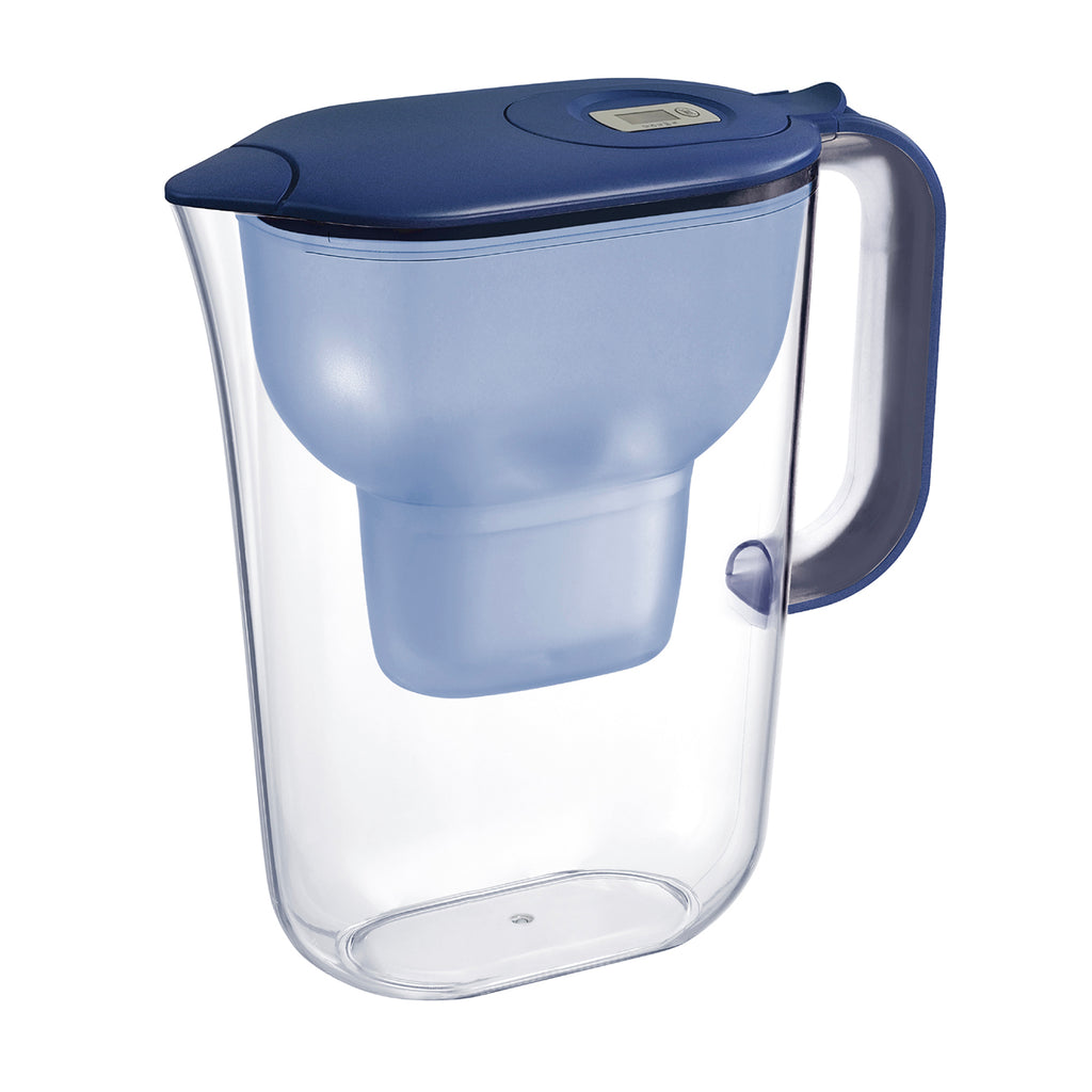 VIVREAL carafe filtrante 2.4 L, carafe de filtration d'eau avec minuterie électronique, élimine le chlore résiduel, le calcaire et les métaux lourds, compatible avec les filtres Brita
