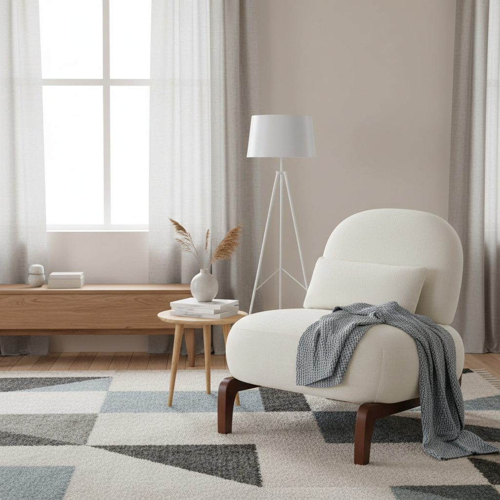 Chaise de coin en velours URBAN MEUBLE, pieds en bois massif, beige, 86,9 x 72,1 x 69,9 cm