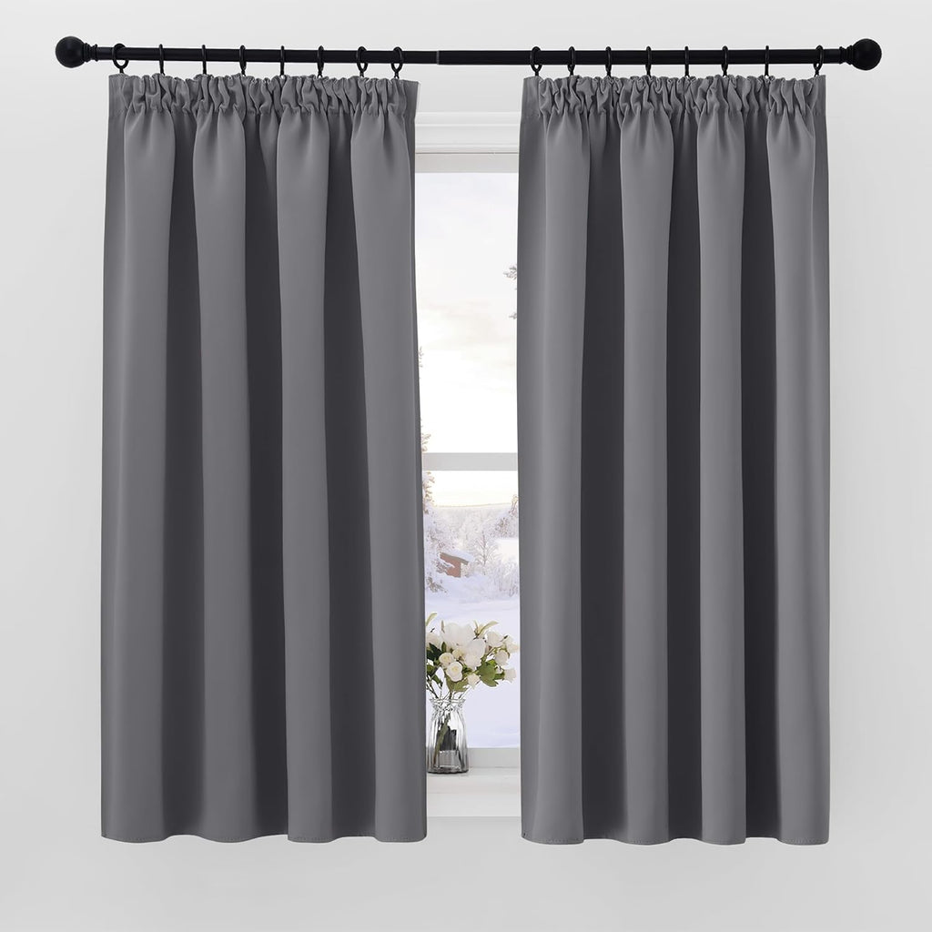 PONY DANCE Lot de 2 rideaux occultants plissés L 229 x H 137 cm - Gris