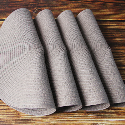 Lot de 6 sets de table ronds tressés en coton et polyester, lavables et résistants à la chaleur, diamètre 38 cm – Gris clair