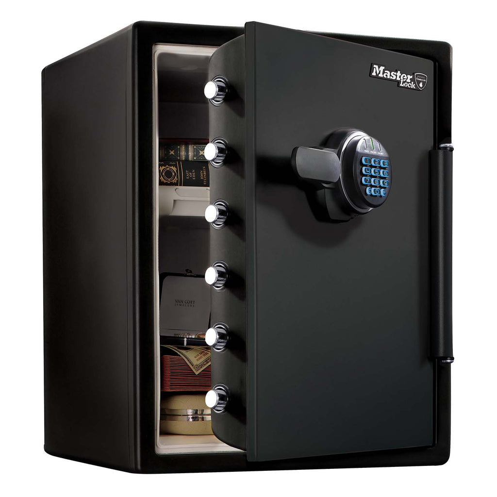Master Lock Coffre-fort certifié résistant au feu et à l'eau, 56,5 L, 472 x 605 x 490 mm, système de combinaison numérique avec clavier rétroéclairé, pour la maison et les professionnels