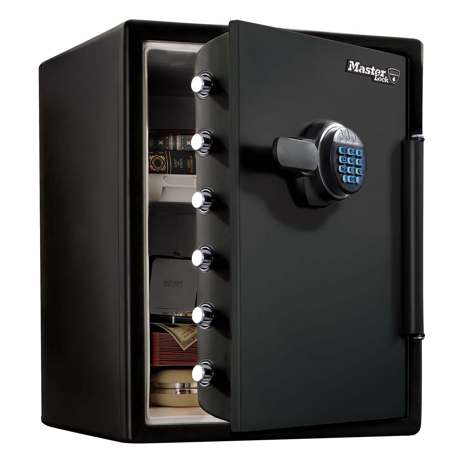 Master Lock Coffre-fort certifié résistant au feu et à l'eau, 56,5 L, 472 x 605 x 490 mm, système de combinaison numérique avec clavier rétroéclairé, pour la maison et les professionnels